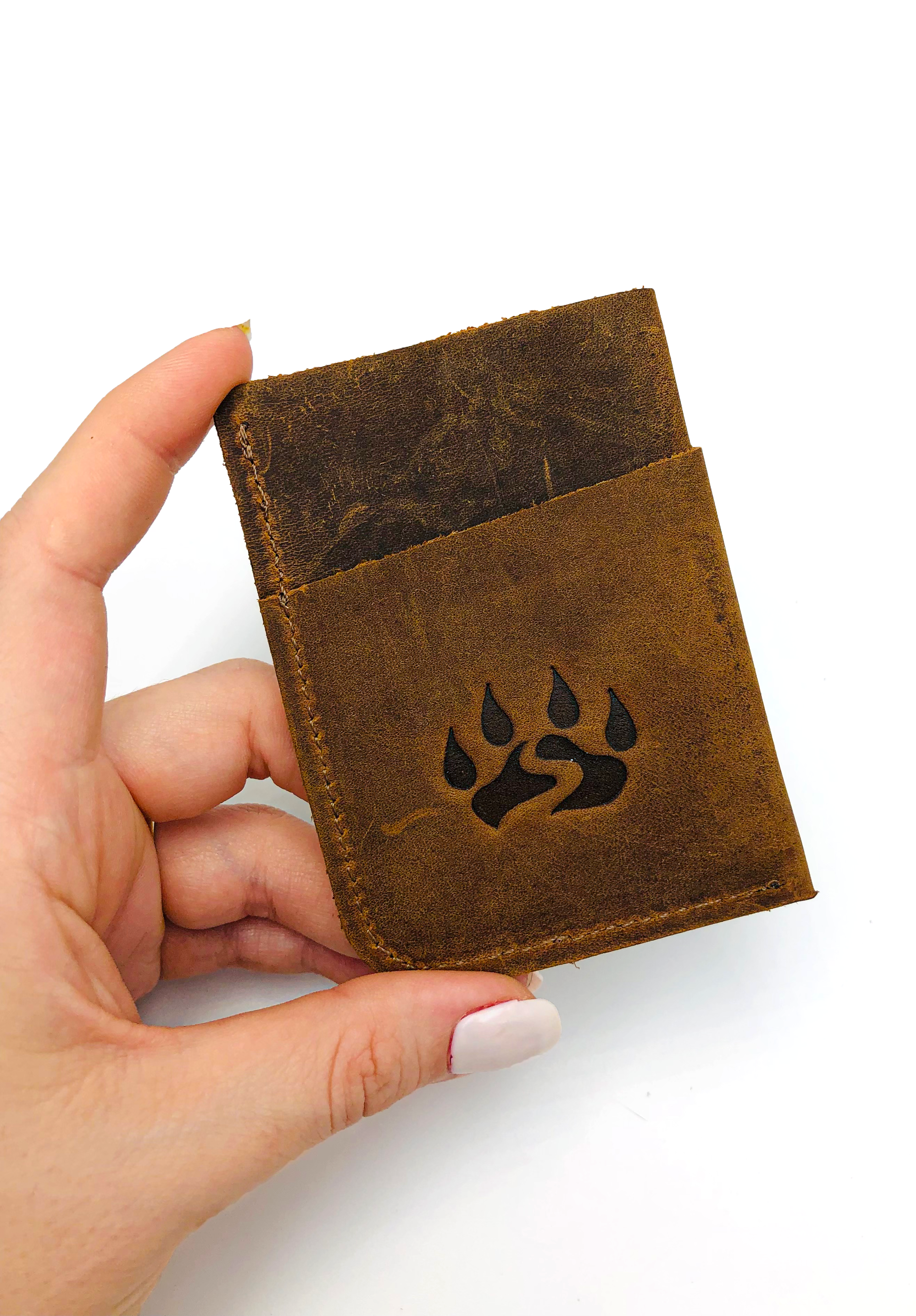 Unisex Black Bears Pençe Detaylı Crazy Deri Kartlık