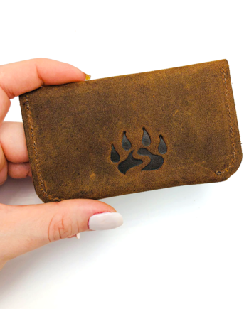 Unisex Black Bears Pençe Detaylı Crazy Deri Kapaklı Kartlık