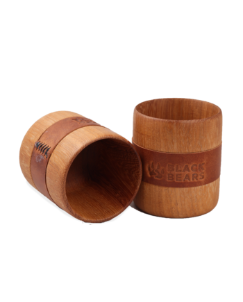 Black Bears Vejetal Deri Kaplı Tik Ağacı Viski Bardağı Kuksa( Tek ürün fiyatı)