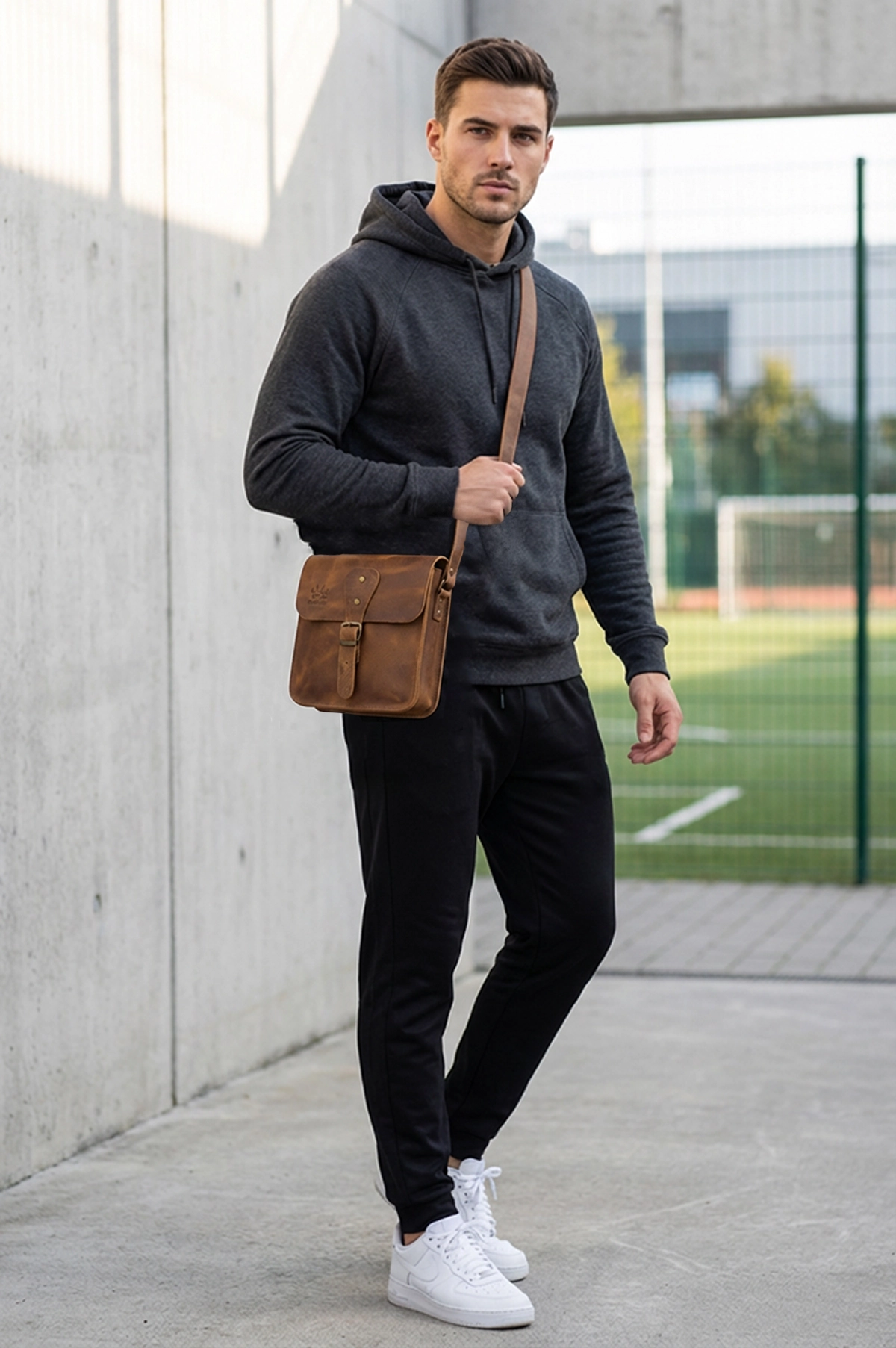 Black Bears Hakiki Deri Unisex Postacı Çantası