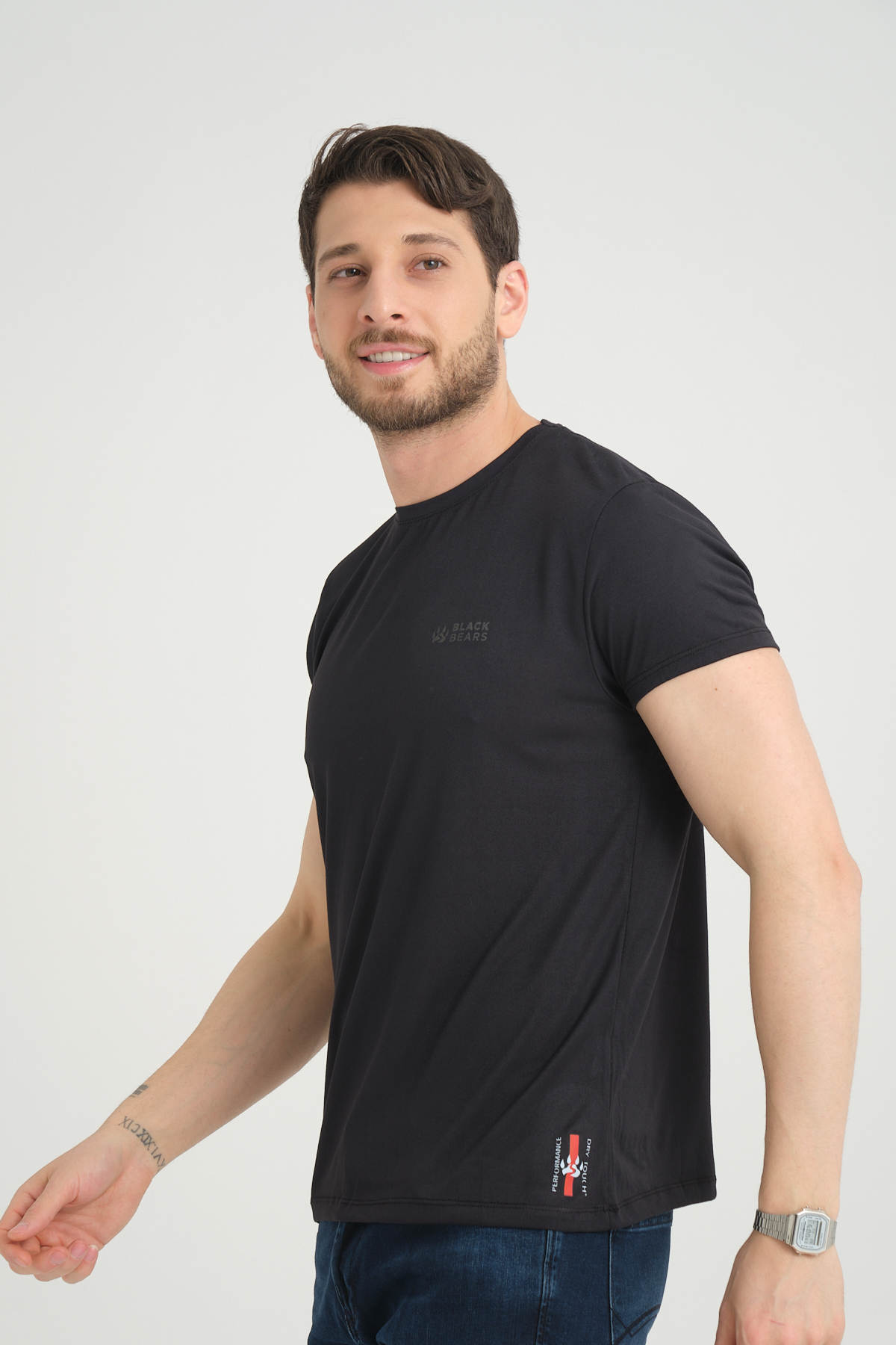 Black Bears Minimal Baskılı Dry-Touch Erkek Tişört