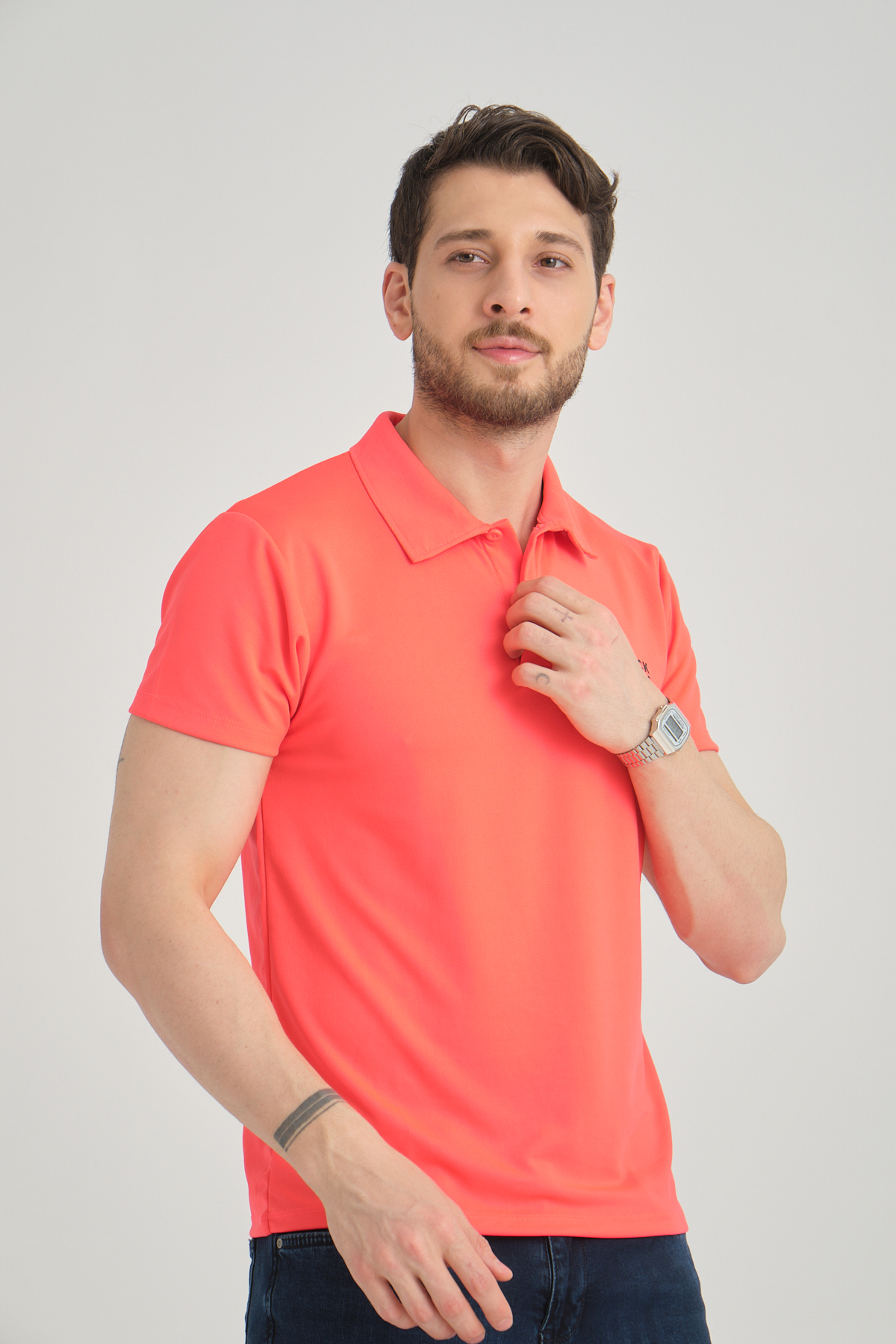 Black Bears Minimal Baskı Erkek Climacool Polo Yaka Tişört