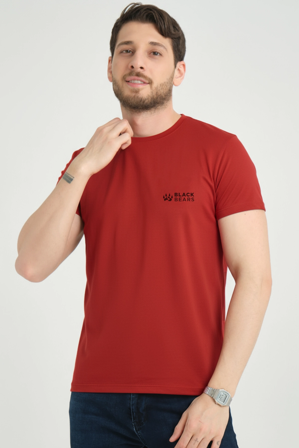 Black Bears Minimal Baskılı Dry-Touch Erkek Tişört