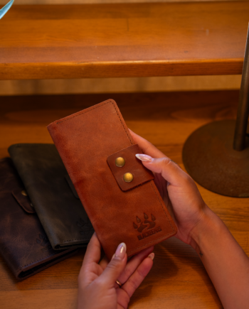 Black Bears Tiena Deri Taba Rengi Dikey Cüzdan