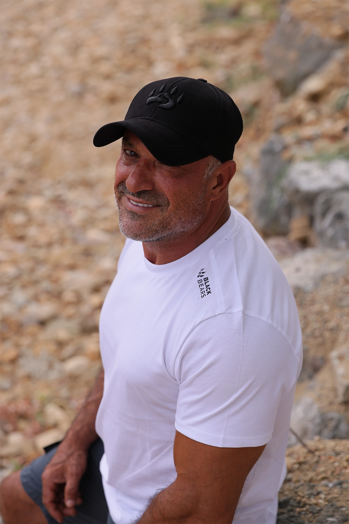 Black Bears Minimal Baskı Erkek Pamuklu Bisiklet Yaka Tişört