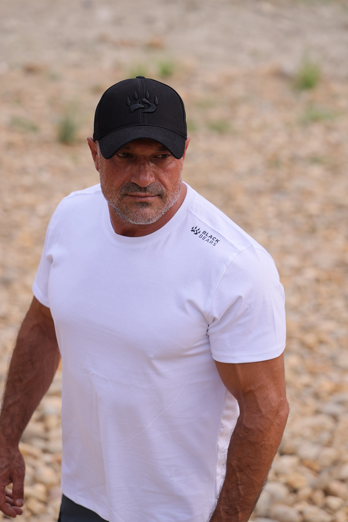 Black Bears Minimal Baskı Erkek Pamuklu Bisiklet Yaka Tişört