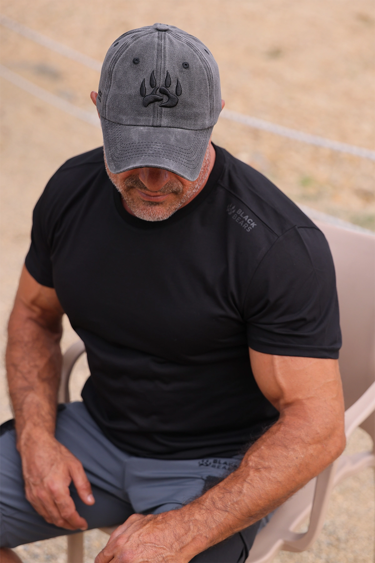 Black Bears Minimal Baskı Erkek Pamuklu Bisiklet Yaka Tişört