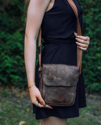 Black Bears Tiena Deri Kahverengi Dikey Çanta