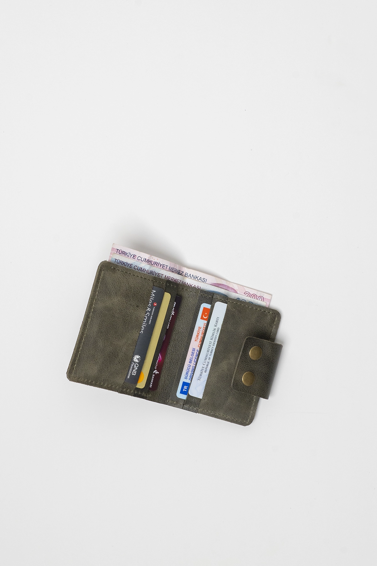 Black Bears Tiena Deri Unisex Haki Rengi Cüzdan