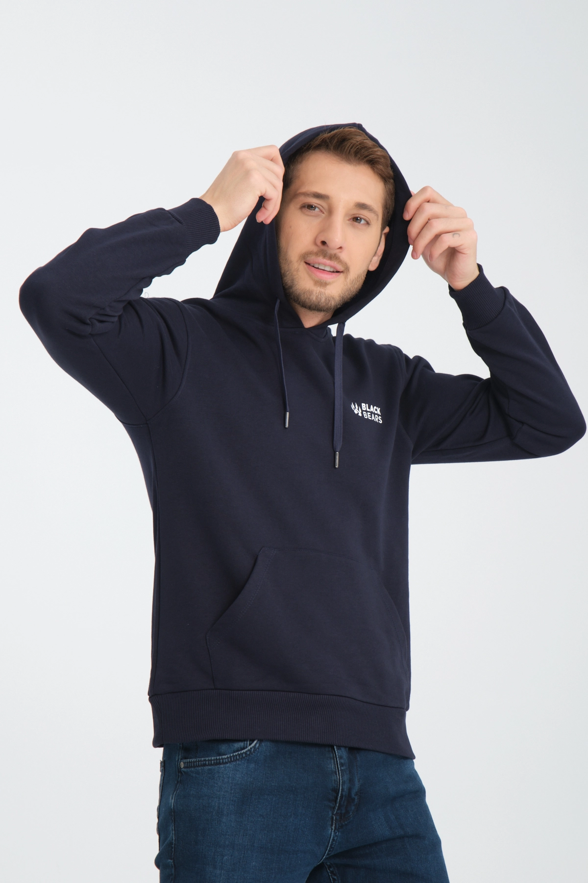 Black Bears Compact Hoodie – 300 GSM Şardonlu 3 İplik Sweat