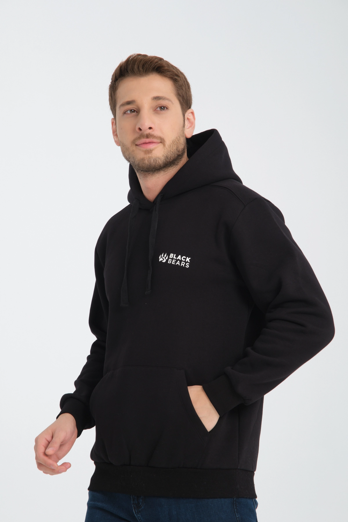 Black Bears Compact Hoodie – 300 GSM Şardonlu 3 İplik Sweat