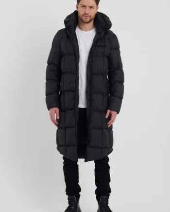 Blackbears Minimal Baskı Erkek Şişme Uzun Mont