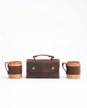 Black Bears Ceviz Ağacı Kuksa Ve Deri Çanta