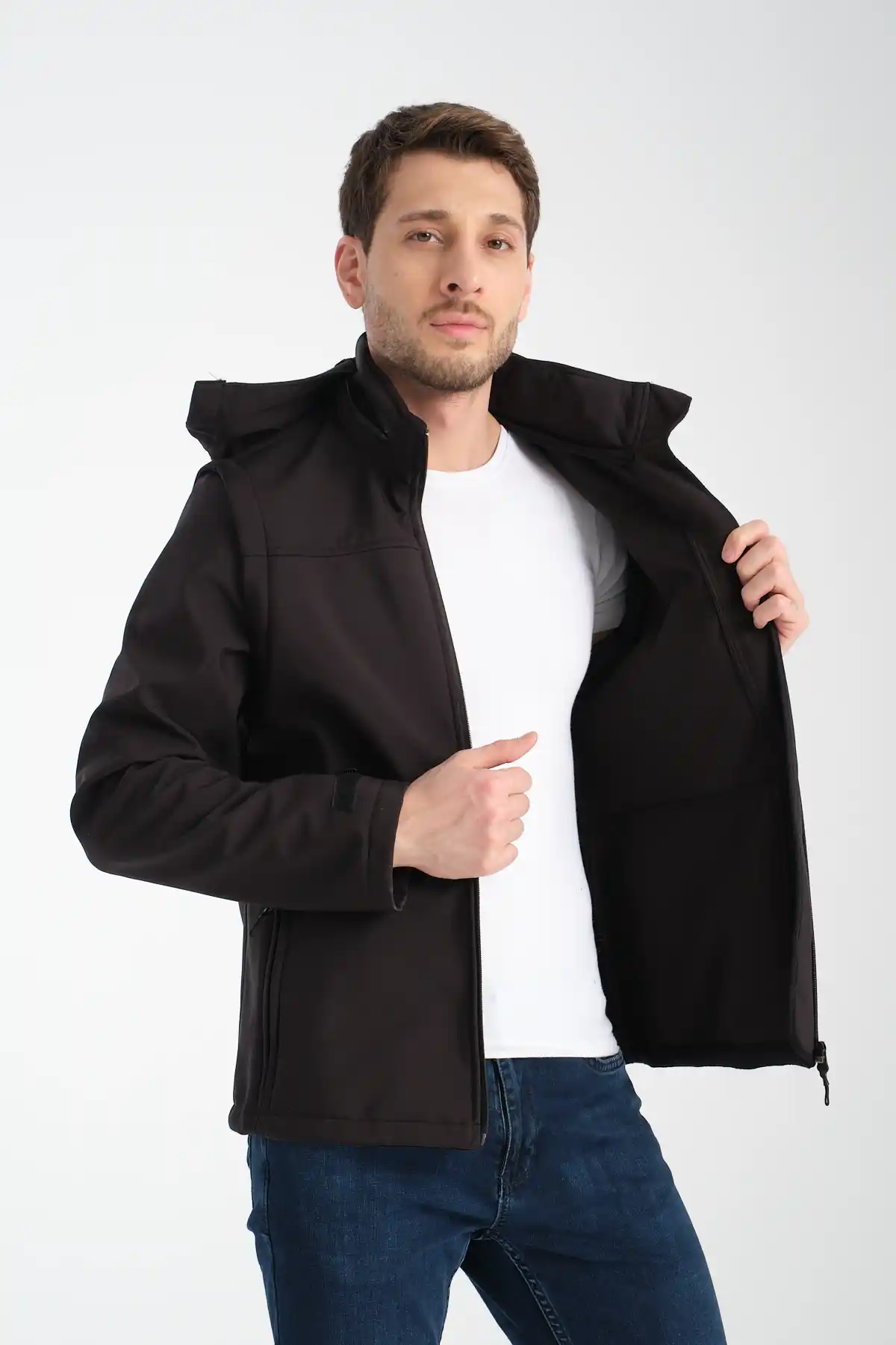 Minimal Baskı Erkek Softshell Mont