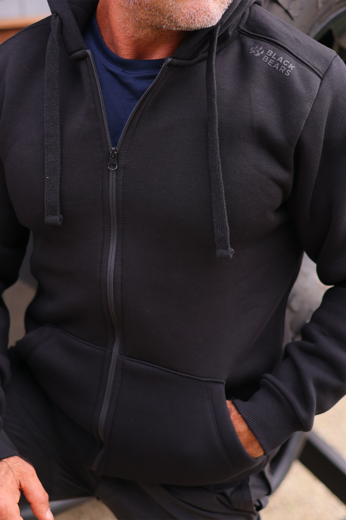 Black Bears Premium Fermuarlı Hoodie – 320 GSM Şardonlu