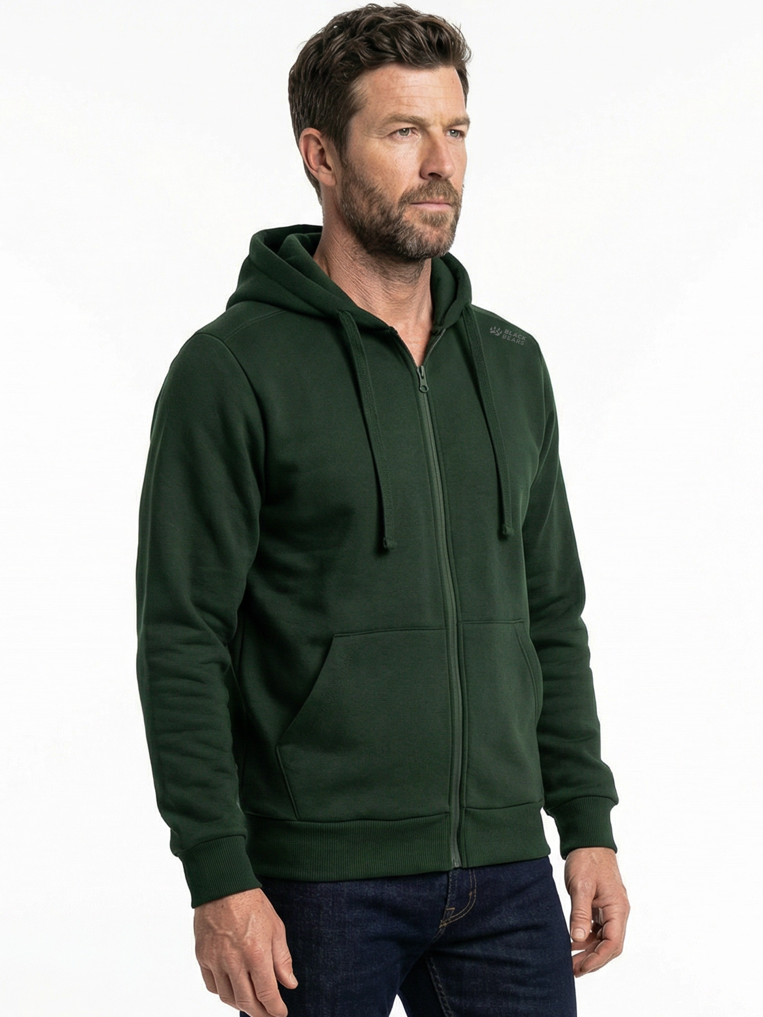 Black Bears Premium Fermuarlı Hoodie – 320 GSM Şardonlu