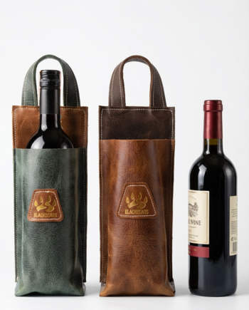 Blackbears Handmade Deri Şarap Taşıma Çantası - Tekli Özel Tasarım