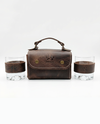 Blackbears El Yapımı Deri Çantalı Viski Seti - 2 Kişilik Özel Tasarım